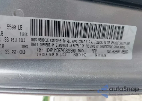 2017 Jeep Cherokee Limited 4X4 from USA, damaged, VIN 1C4PJMDB7HD223980